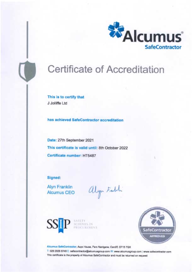 safe contractor cerificate